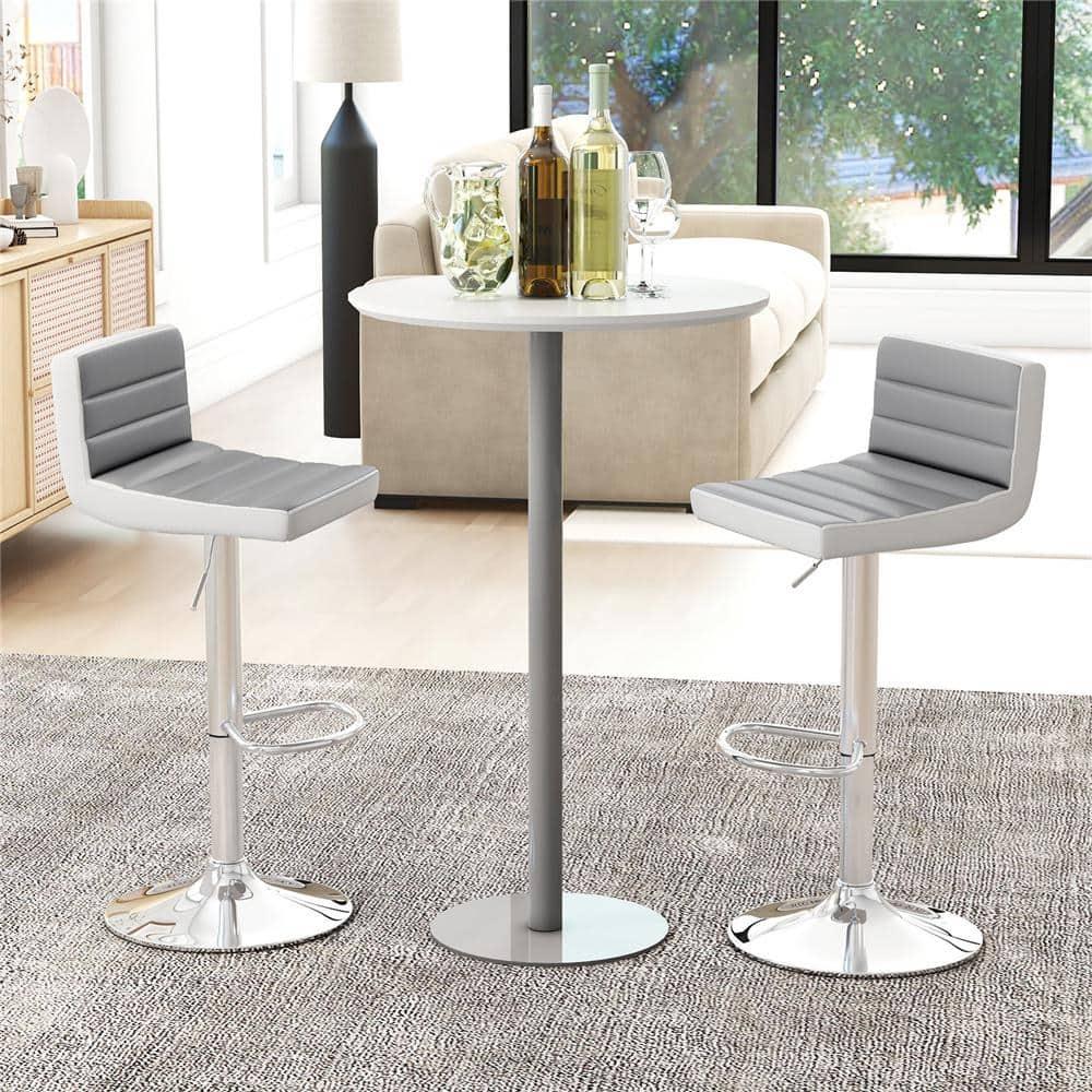 Costway Set of 2 Bar Stools Adjustable Barstool PU Leather Swivel Pub Chairs Armless