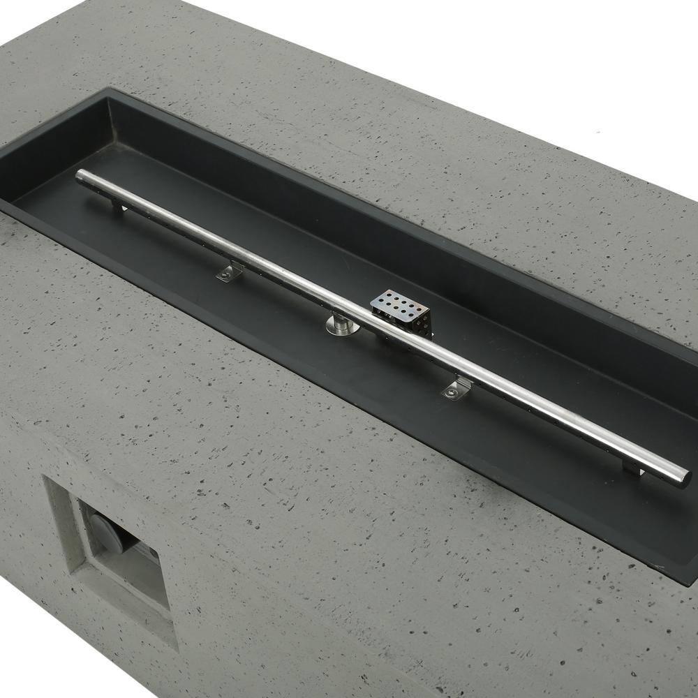 Noble House Aidan 50.000 BTU Rectangular Concrete Stone Fire Pit in Light Gray