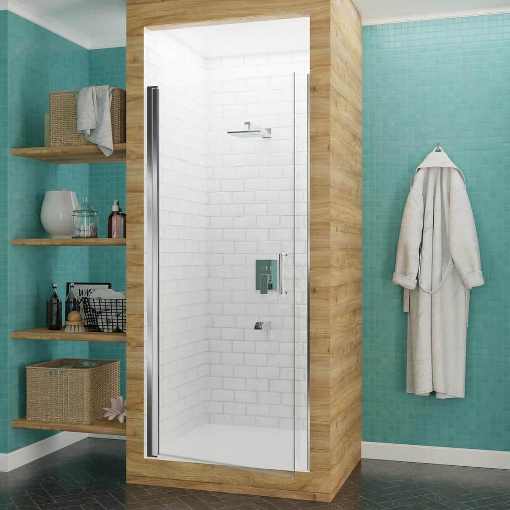 Lancer Series 29" W x 72" H Hinged Semi-Frameless Shower Door