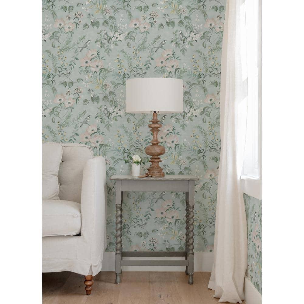 Chesapeake Frederique Mint Floral Wallpaper, 20.5-in by 33-ft, 56.38 sq. ft.