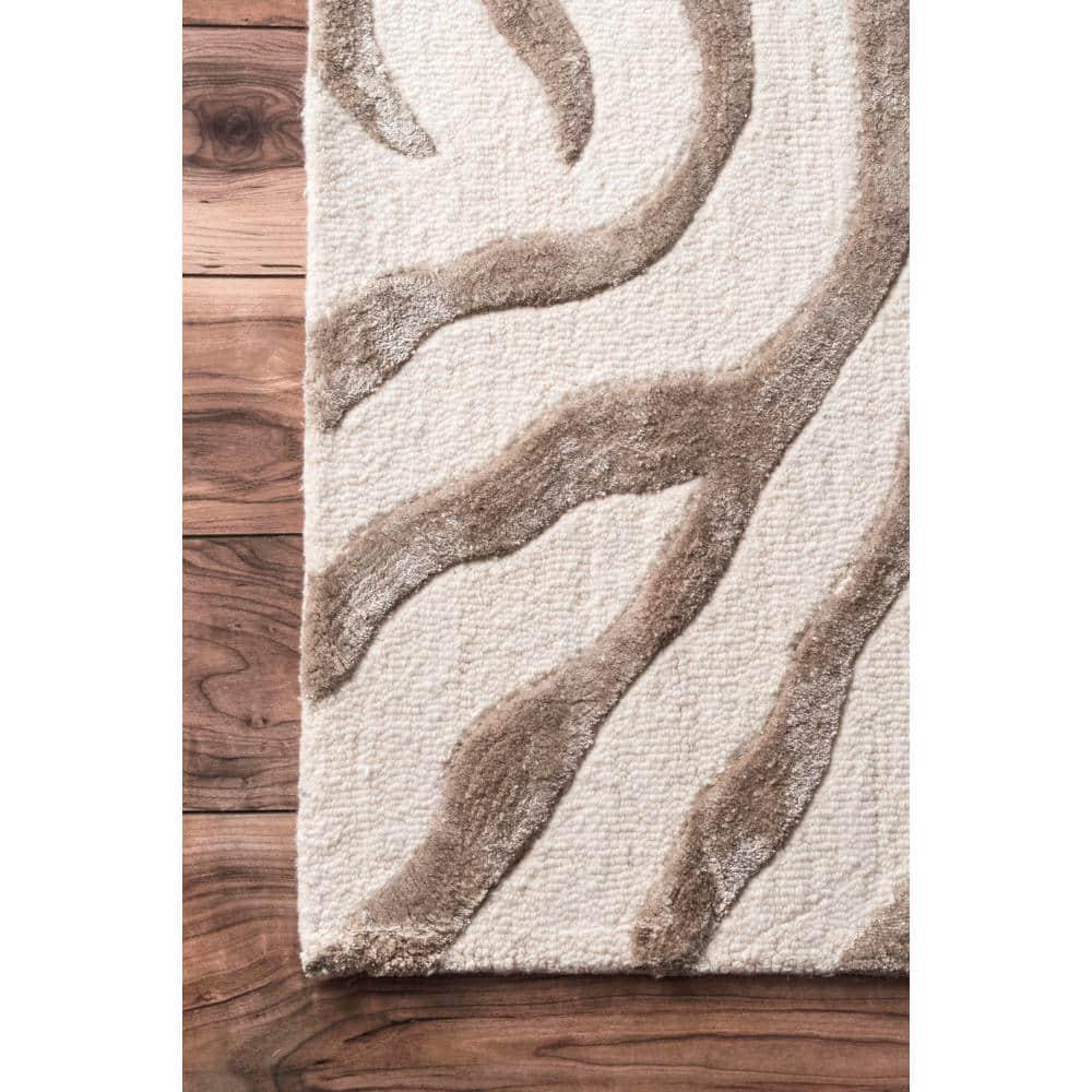 nuLOOM Zebra Hand Tufted Plush Wool Accent Rug, 3' x 5', Gray
