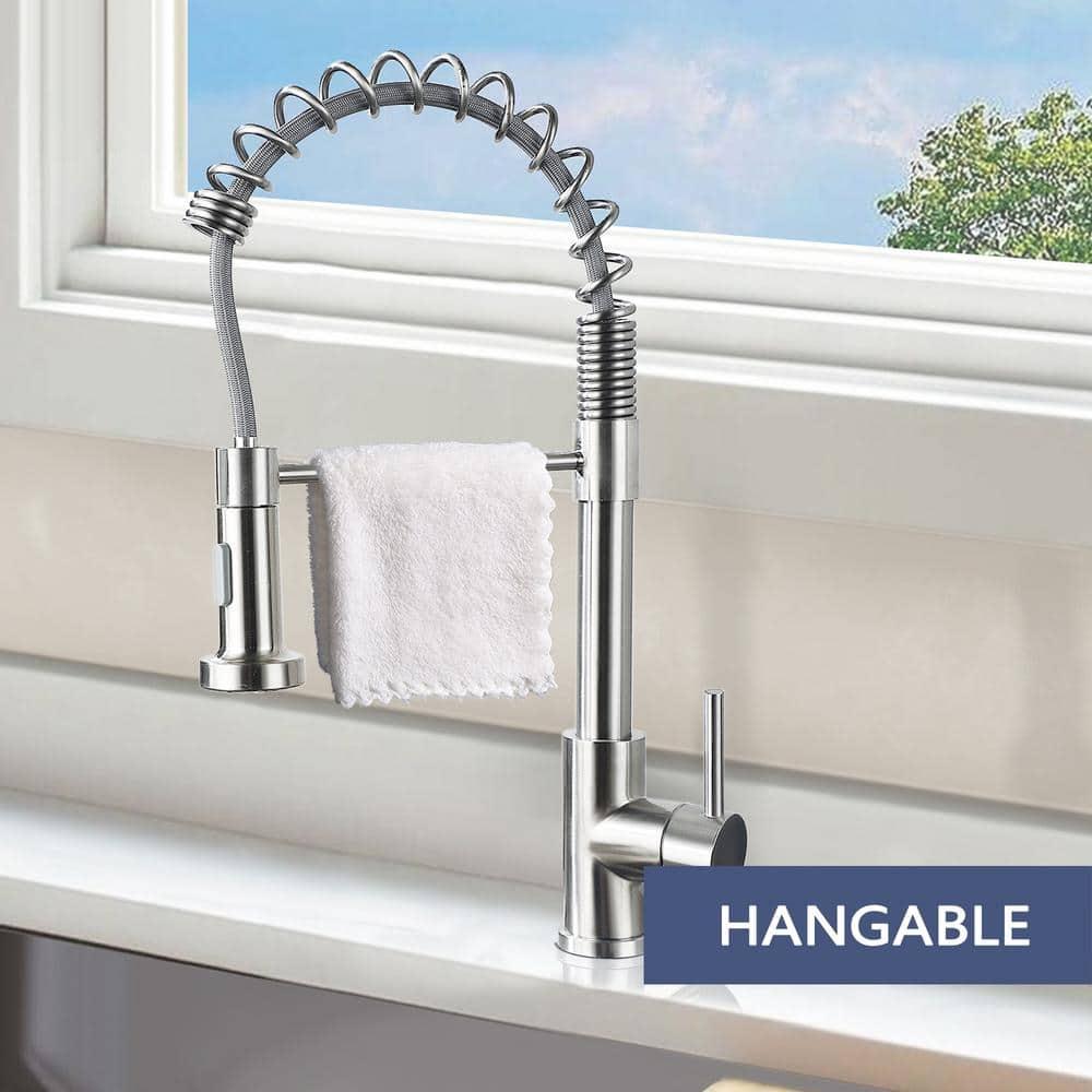 PENGFANG WORLDWIDE LLC Single Handle High Arc Pull Out Kitchen Faucet With Sprayer S2D0033BN