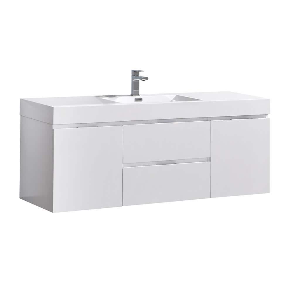 Valencia 60" Wall Mount Single Sink Bathroom Vanity with Top and Sink (Faucet Not Included)