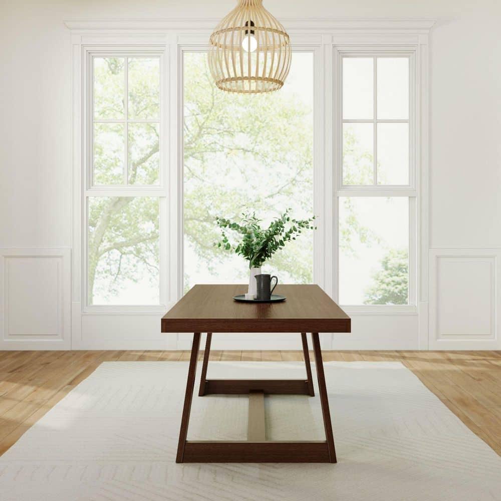 Plank+Beam Farmhouse 72" Dining Table, Solid Wood Rectangular Kitchen Table for 6 People