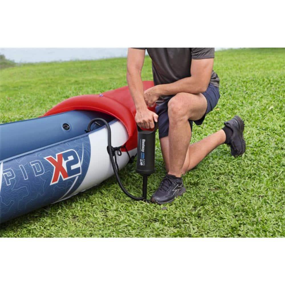 Bestway Hydro-Force Rapid X2 Inflatable 2 Person Kayak Outdoor Lake and River Water Sport Set with 2 Paddles, Hand Pump, and 2 Removable Fins