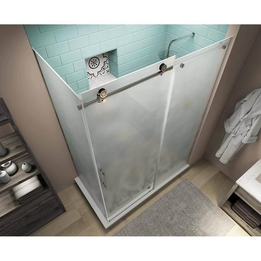 Aston SEN984FRUW.UC-CH-603080 Coraline XL 56" - 60" W x 30" D x 80" H Frameless Rectangle Sliding Shower Enclosure, Frosted Glass
