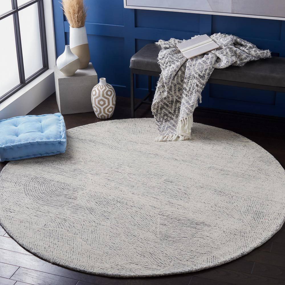 Adirondack ADR113 Machine Made Indoor Area Rug - Ivory/Silver - 4' Round - Safavieh