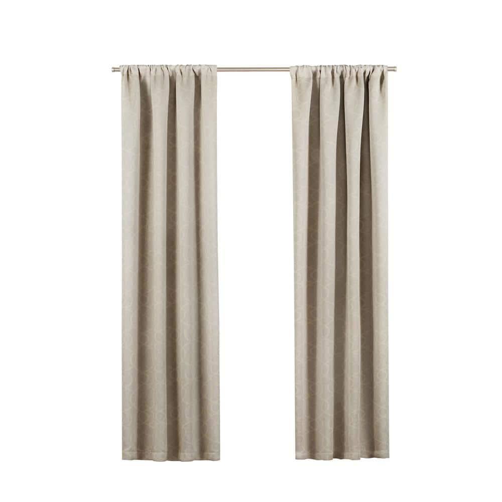 ECLIPSE Room Darkening Curtains for Bedroom - Isanti 37" x 95" Thermal Insulated Single Panel-Rod Pocket Light Blocking Curtains for Living Room, Ecru