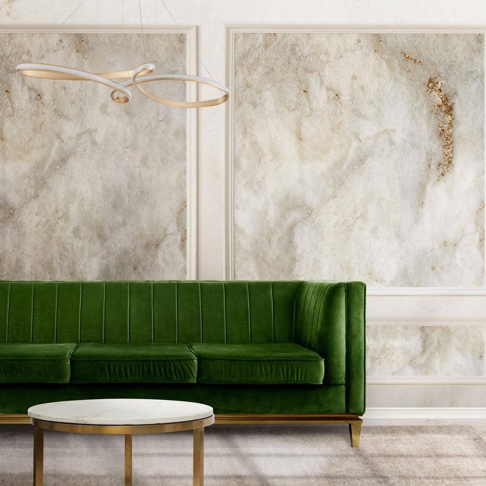 Dainolite Nola Modern and Contemporary 50W Horizontal Pendant Aged Brass with White Silicone Diffuser