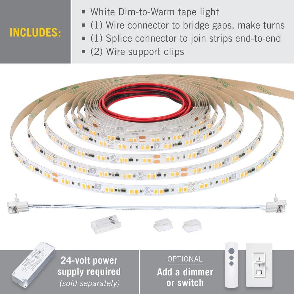 RibbonFlex Pro Dim-to-Warm, 24V, 1800K-3000K, 60+60LEDs/M, IP20, 2.5M Under Cabinet Strip Light