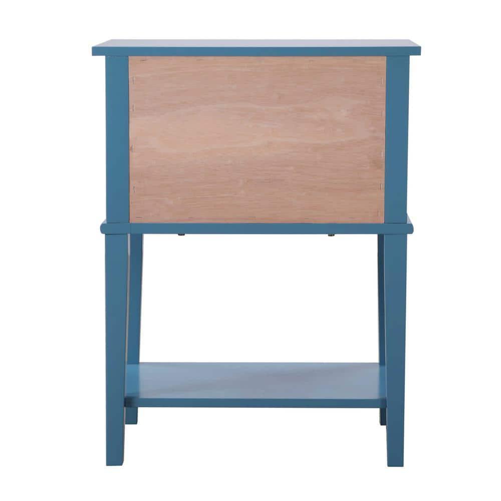 Newton Teal 2-Drawer Solid Wood Nightstand with Shelf
