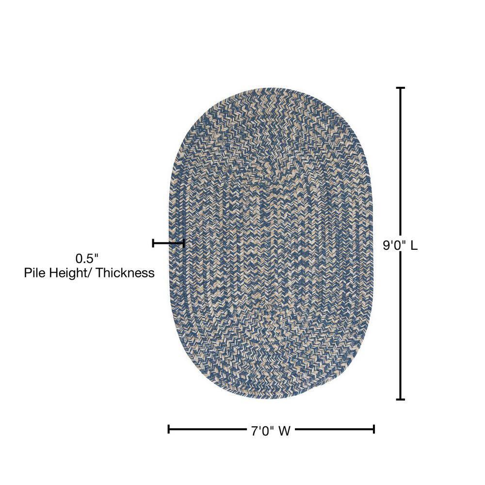 Tremont Denim Tweed 7'x9' Oval Braided Wool-Blend Rug