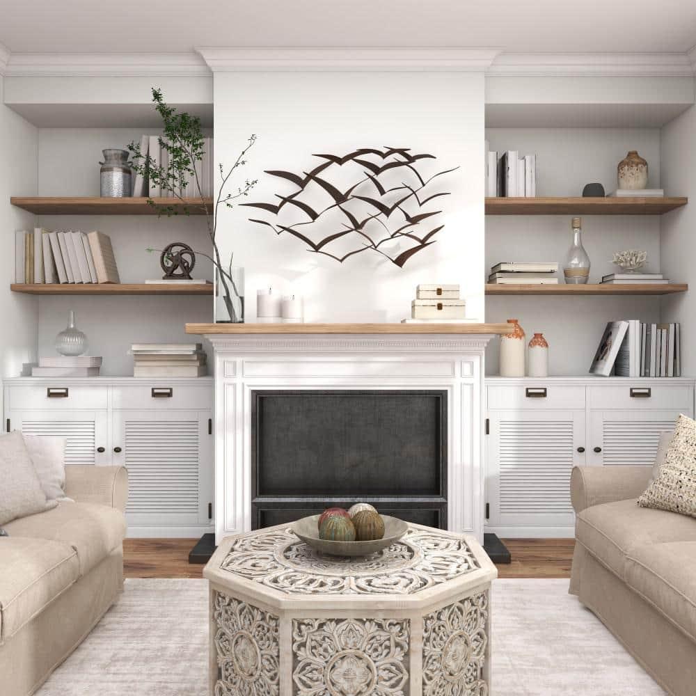 DecMode Black Metal Sleek Flying Flock Of Bird Wall Decor