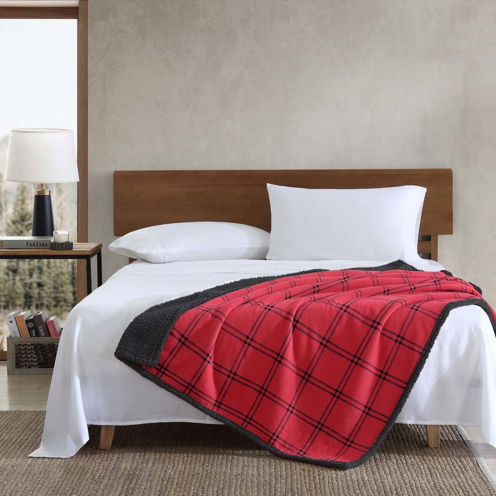 Eddie Bauer Eddie Bauer Printed Flannel/Sherpa Throw Blankets