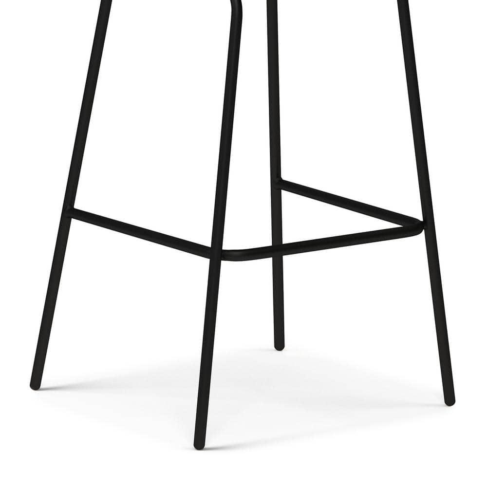 Simpli Home Jolie Upholstered Vegan Faux Leather Contemporary Counter Stool with Padded Bucket Seat and Footrest (Set of 2)