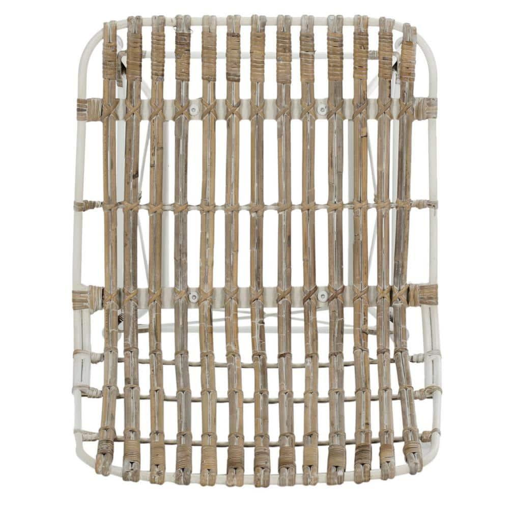 Minerva Wicker Counter Stool (Set of 2) - WIK6509 - White/White - Safavieh