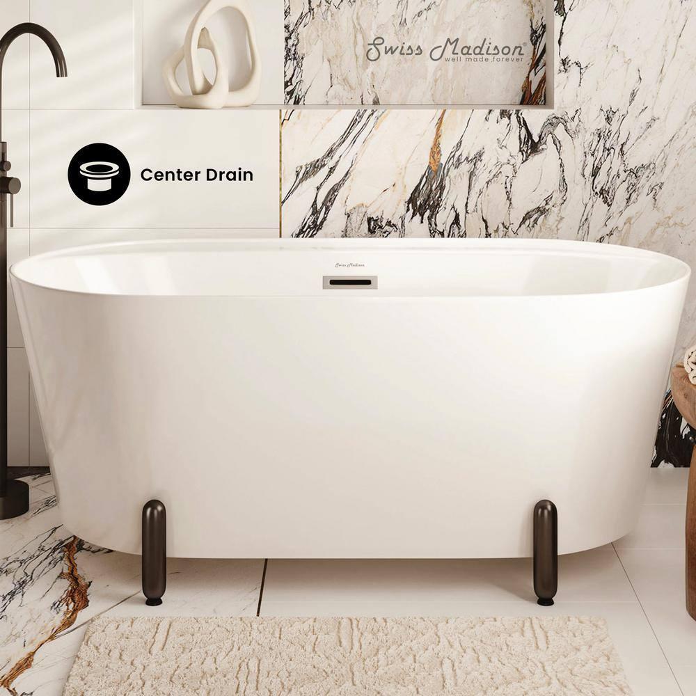 Swiss Madison Monaco 59" Freestanding Bathtub With Matte Black Stand SM-FB1002MB