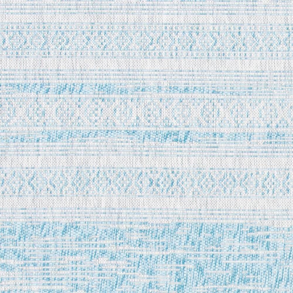 Courtyard CY8061 Power Loomed Indoor and Outdoor Area Rug - Aqua/Grey - 6'7"x6'7" - Safavieh
