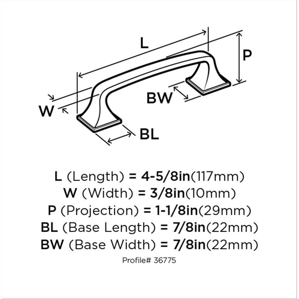 Amerock Ville 3-3/4 inch (96mm) Center-to-Center Polished Chrome Cabinet Pull