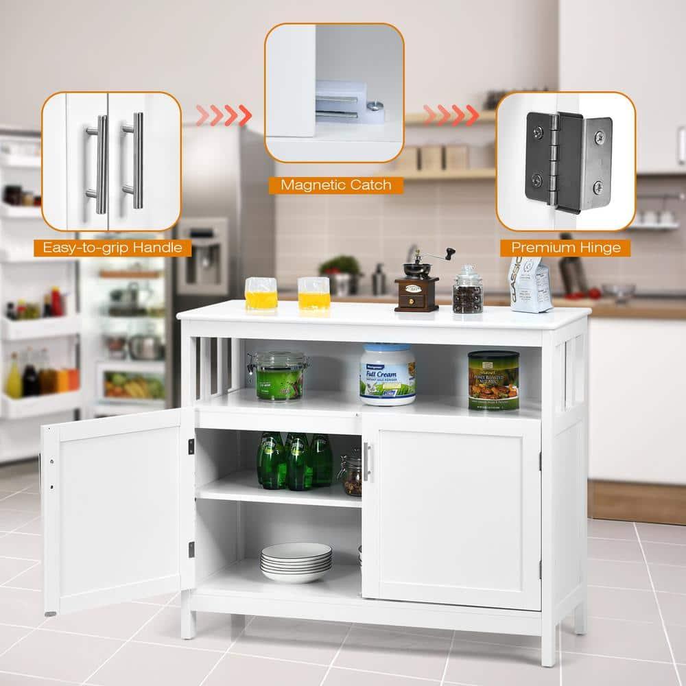 Costway Kitchen Buffet Server Sideboard Storage Cabinet w/2 Doors & Shelf White