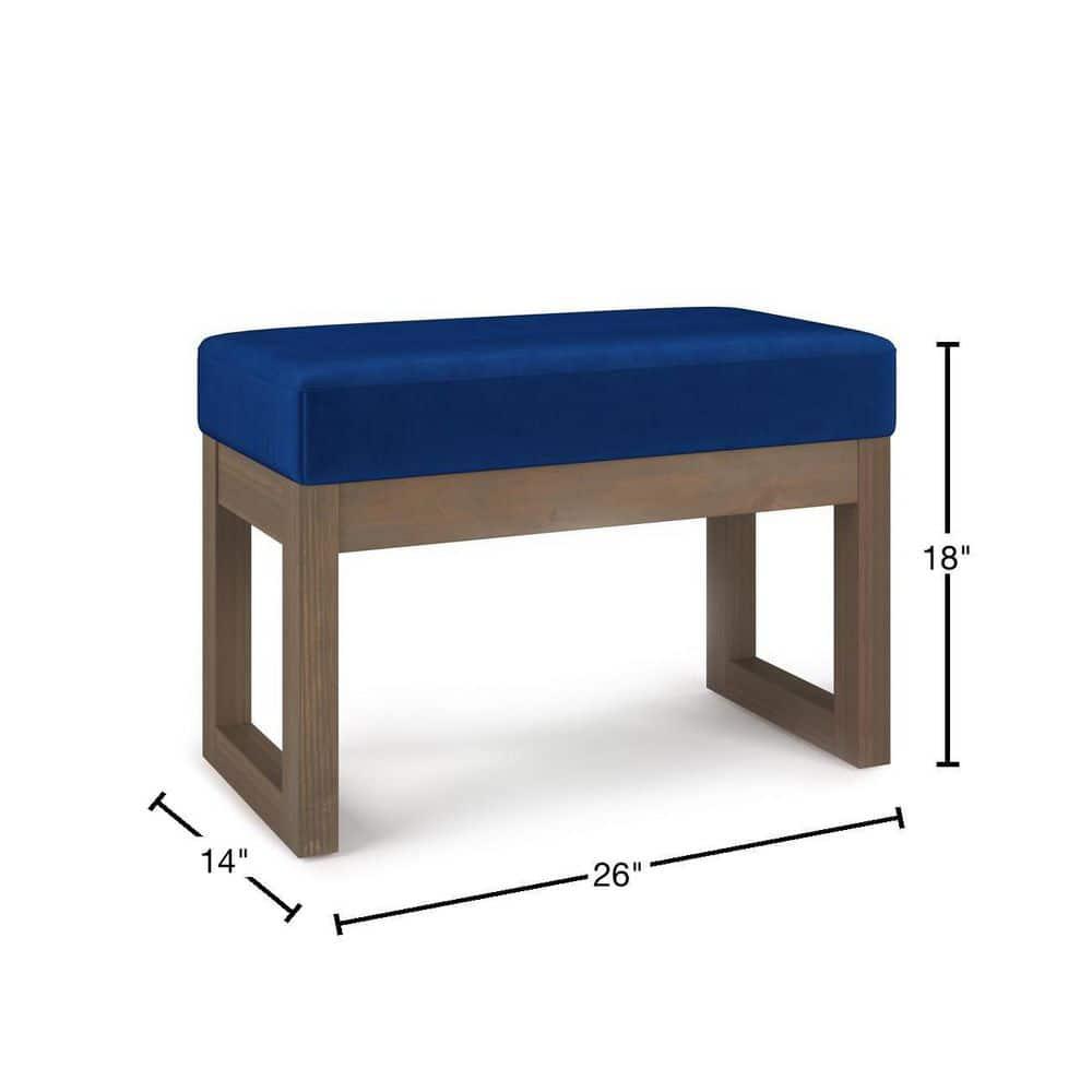 Simpli Home Milltown Large Ottoman Bench with Upholstered Seat and Solid Wood Frame