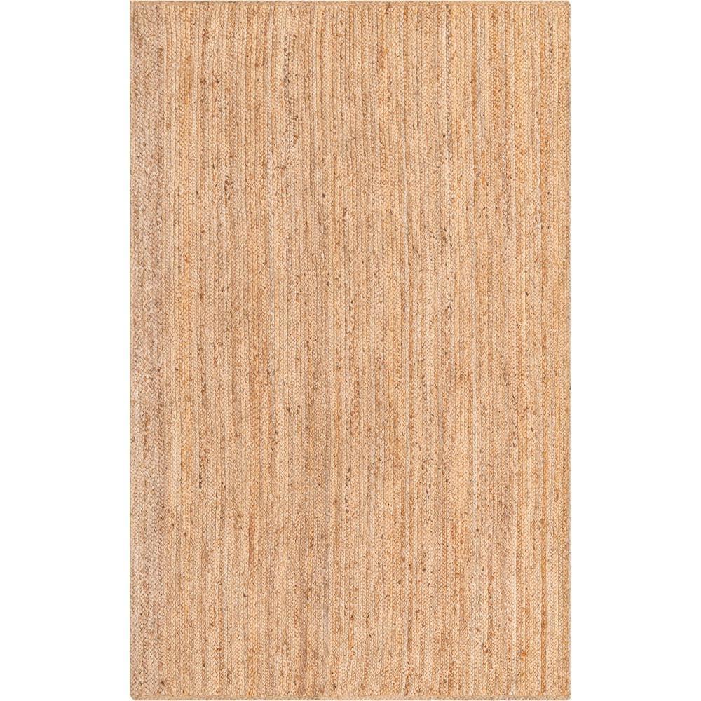 Unique Loom Braided Jute Collection Area Rug - Dhaka (5' 1" x 8' Rectangle Natural)