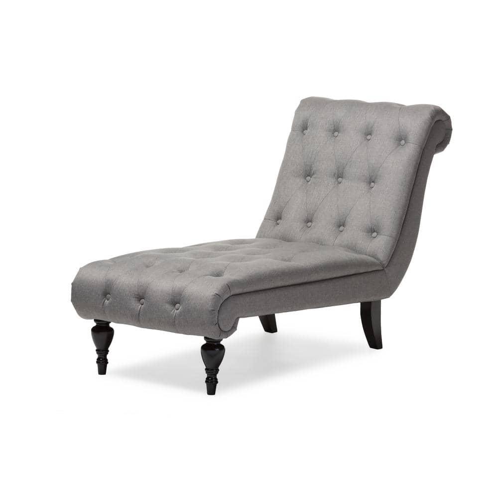 Baxton Studio Layla Mid-century Retro Modern Grey Fabric Upholstered Button-tufted Chaise Lounge