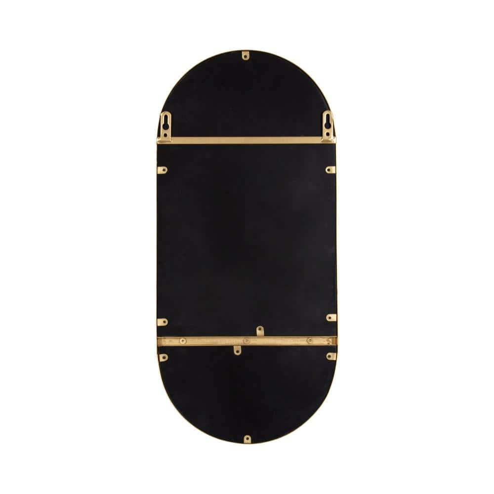 11"x25" Estero KD Metal Wall Mirror with Shelf Gold - Kate & Laurel All Things Decor