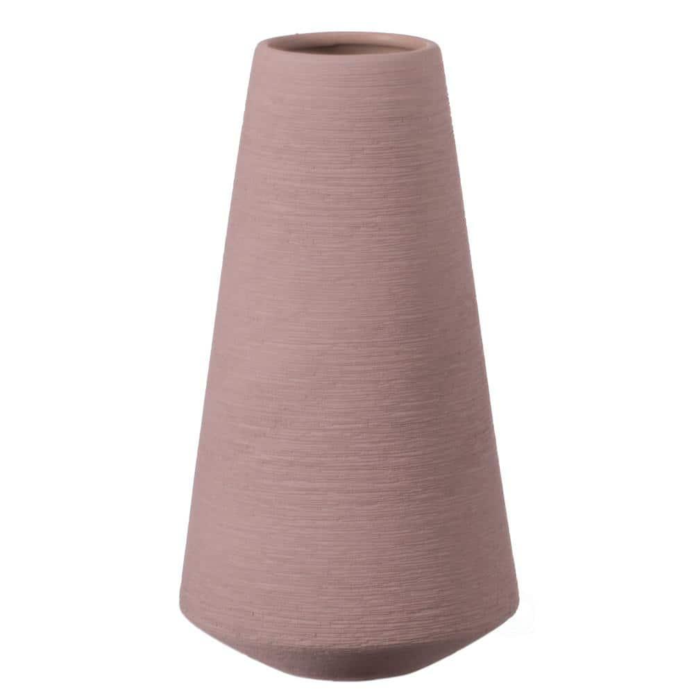 Uniquewise 10" H Decorative Ceramic Round Cone Shape Centerpiece Table Vase Pink, Large