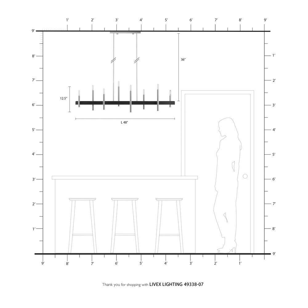 8 - Light Kitchen Island Modern Linear Chandelier