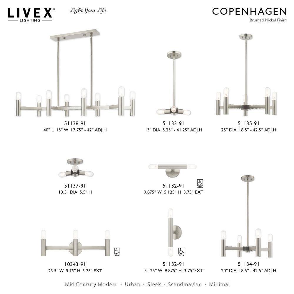 Livex Lighting Copenhagen 3 - Light Flush Mount in  Brushed Nickel