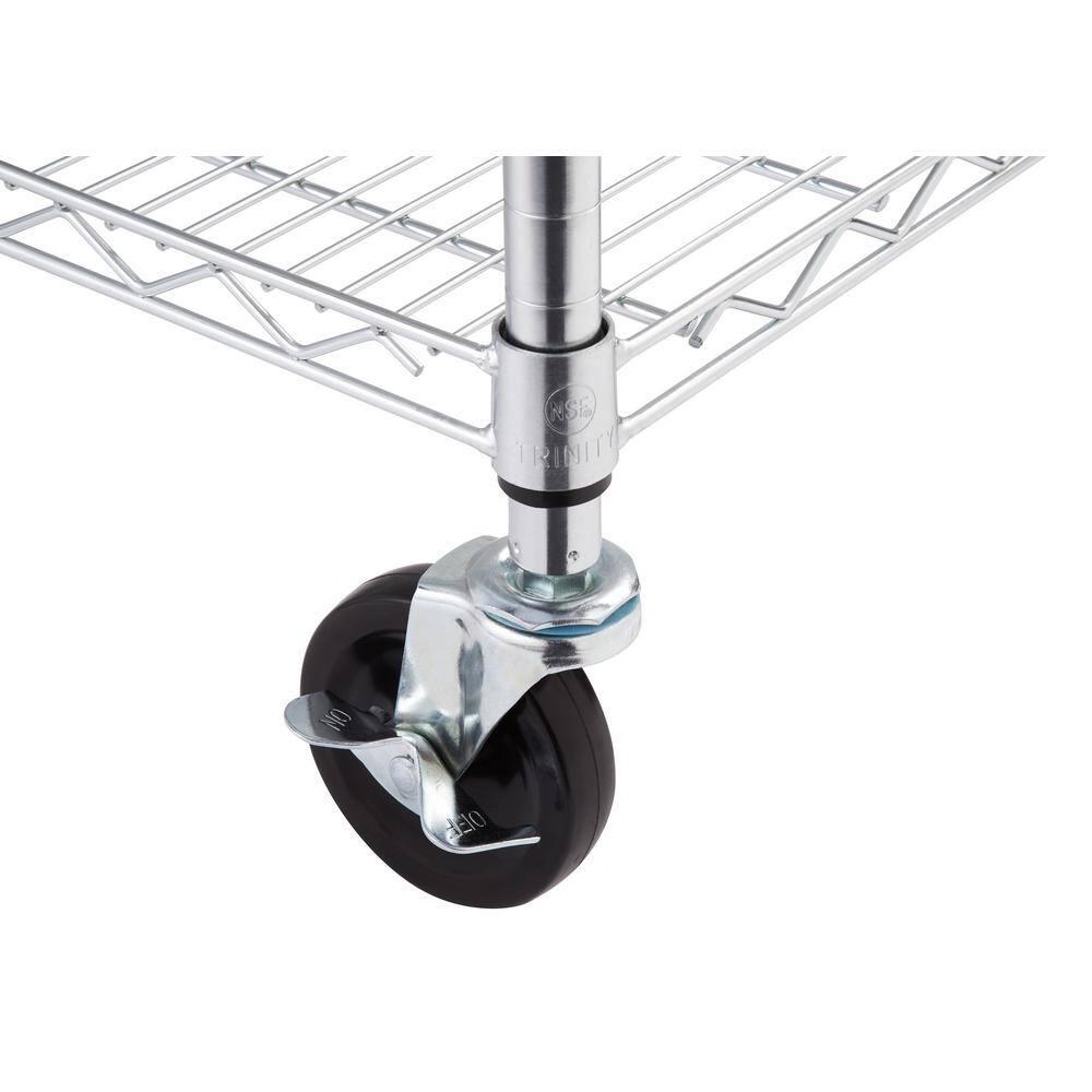 Trinity TRINITY EcoStorage 5-Tier NSF Steel Wire Shelving Unit w/ Wheels (48 in. W x 24 in. D)