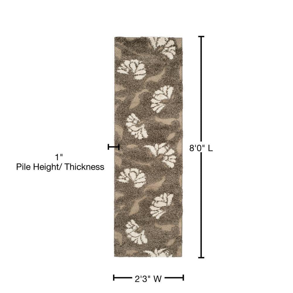 Florida Shag SG459 Power Loomed Indoor Runner Rug - Smoke/Beige - 2'3"x8' - Safavieh