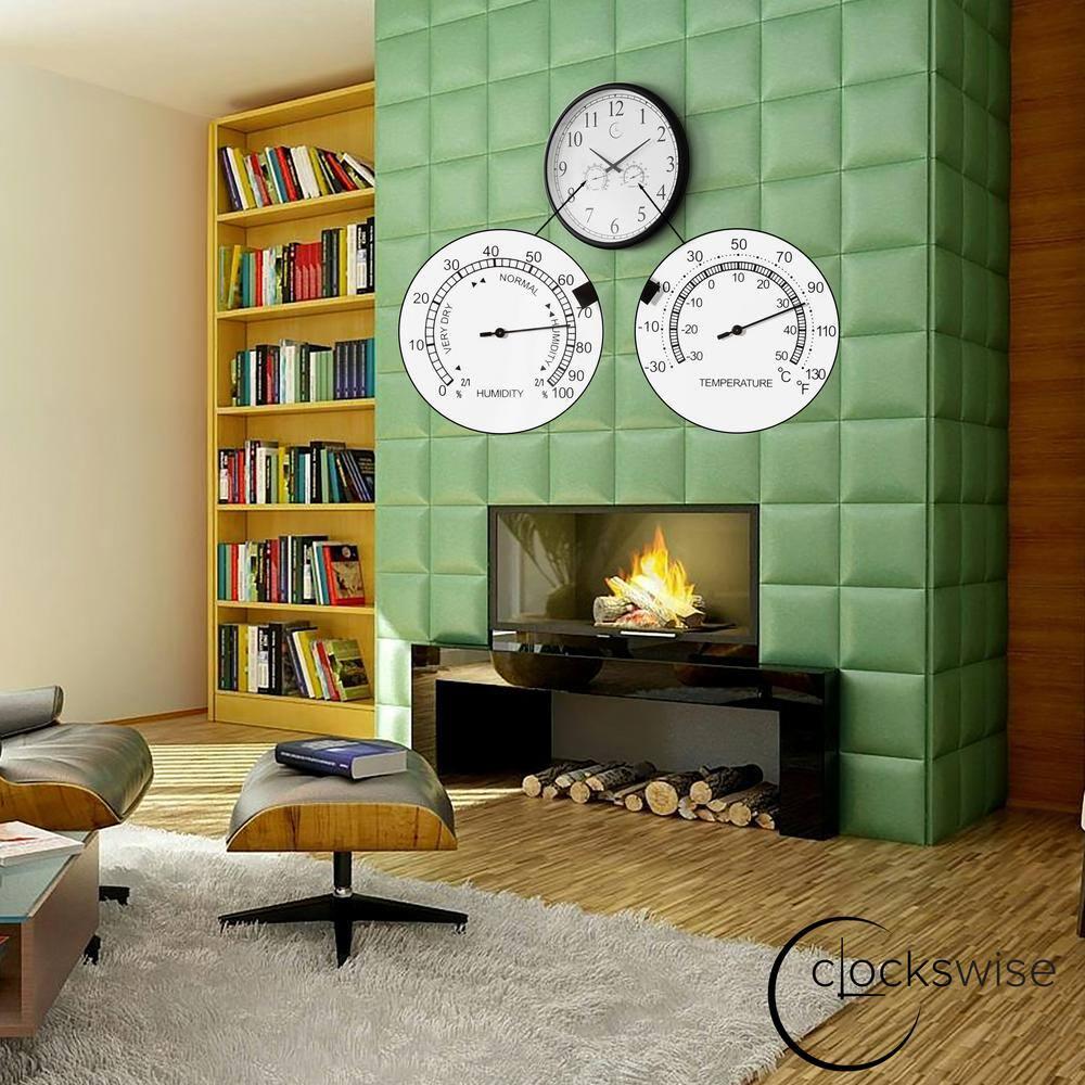 Clockswise 18 Inch Outdoor Wall Clock Thermometer Combo, Waterproof Hygrometer Silent Battery Operated Clocks Timepiece Garden Weather Master Station