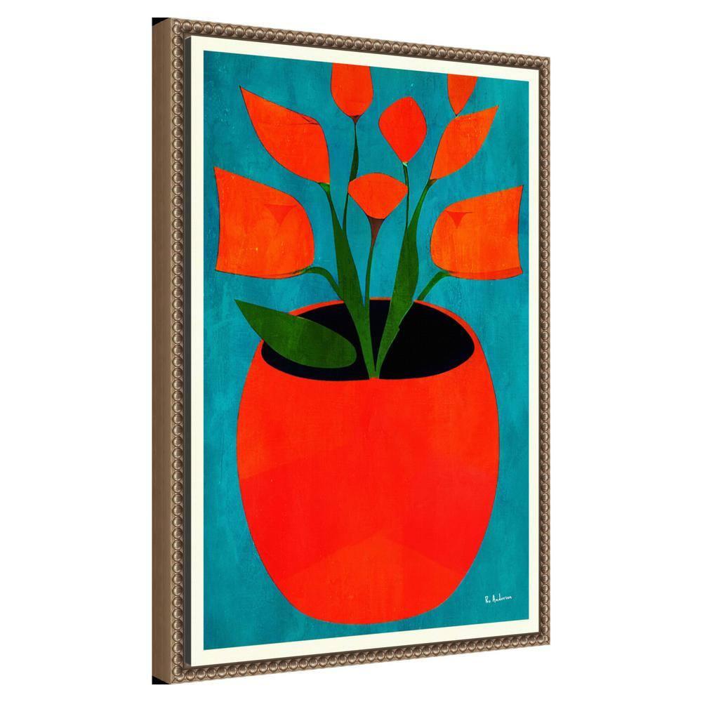Amanti Art Red Blossoms by Bo Anderson Canvas Wall Art Print Framed 16 x 23-in.