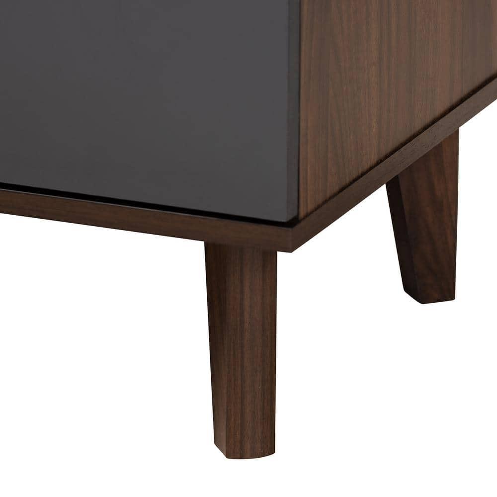 Moina Two-Tone Wood TV Stand for TVs up to 70" Walnut/Gray - Baxton Studio