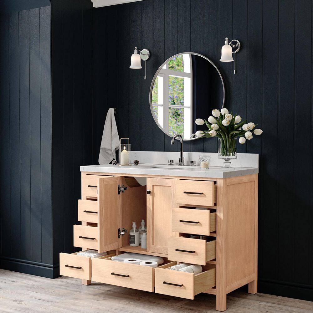 ARIEL Cambridge 48.25 Single Sink Bathroom Vanity with Carrara White Quartz Top