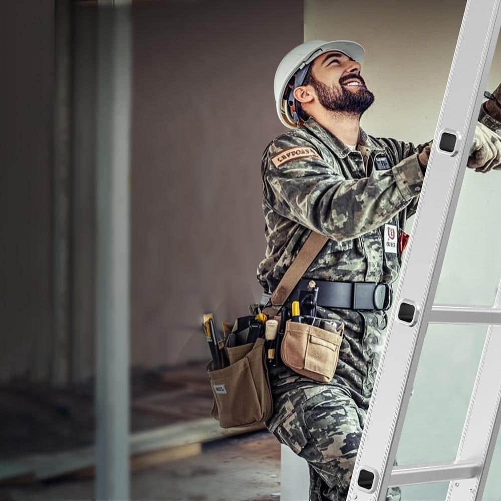 VEVOR Multi-Purpose Folding Ladder, 7-in-1 Tall Extension Step Ladder, A Frame 4 Step Telescoping Ladder, 15.5ft Reach Height Heavy Duty Adjustable Ladder, 330 lbs Capacity for Home Outdoor