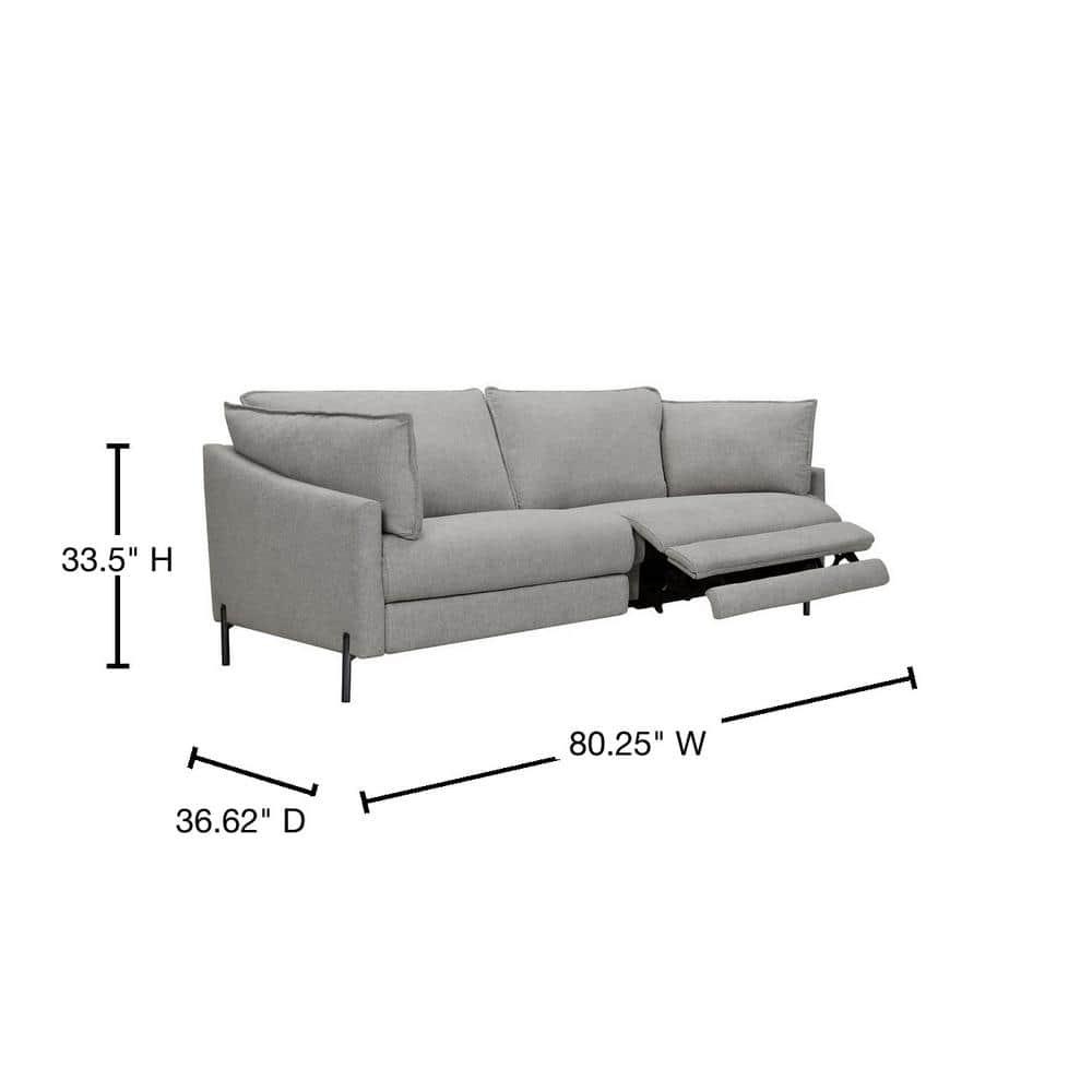 Armen Living Juliett 80" Modern Fabric Reclining Sofa in Gray