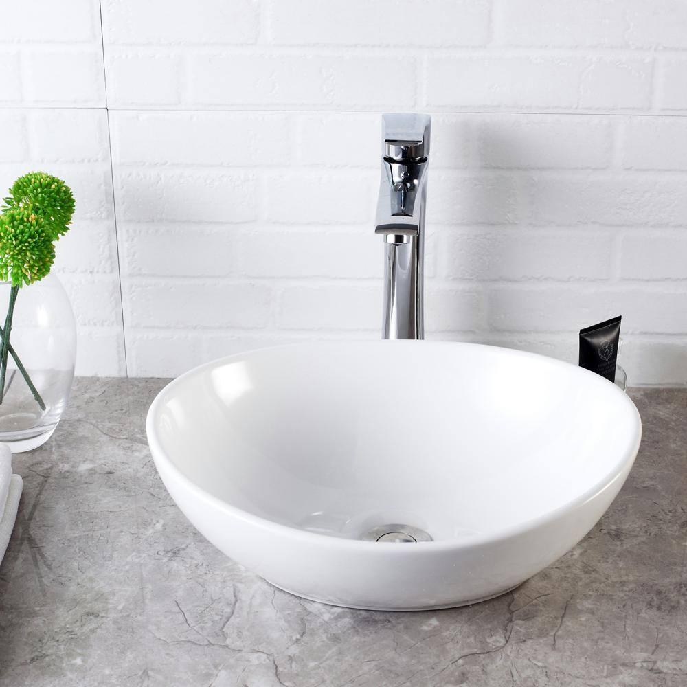 LUKX 13.25'' White Ceramic Oval Bathroom Sink
