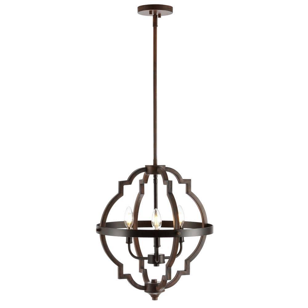 Ogee 16.75" 3-Light Adjustable Iron Rustic Industrial LED Pendant, Oil Rubbed Bronze
