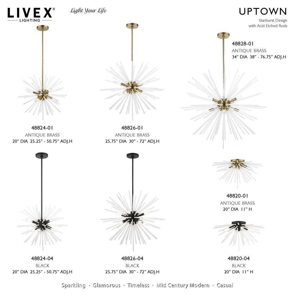 Livex Lighting Uptown 4 - Light Flush Mount in  Antique Brass
