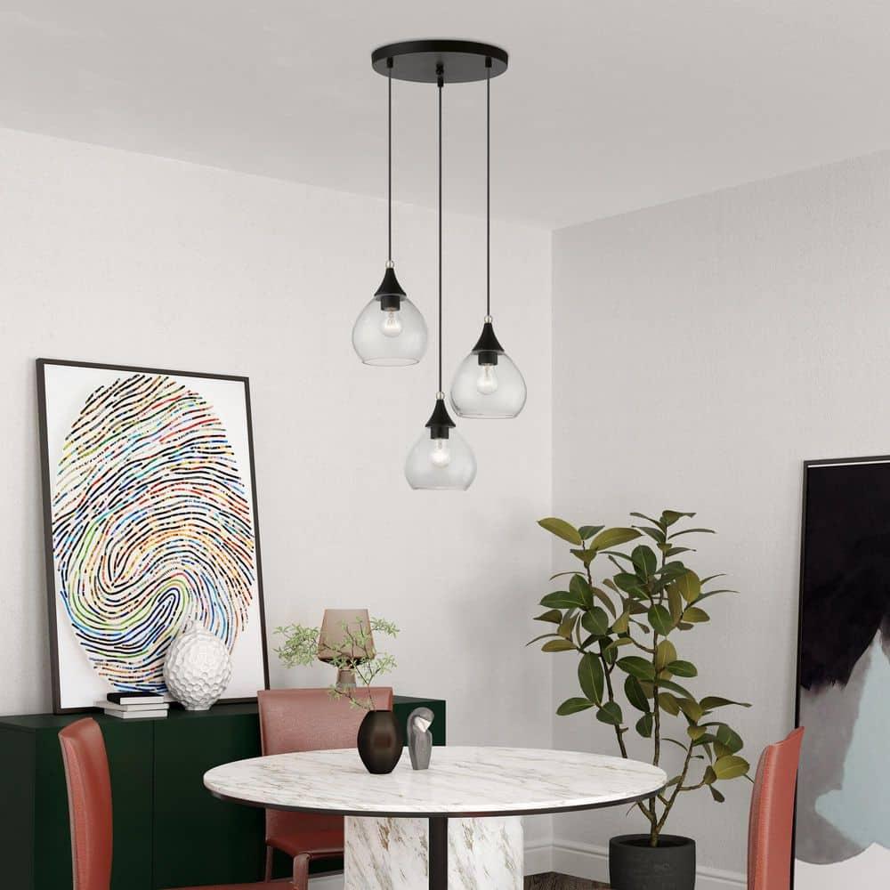 Livex Lighting Catania 3 - Light Pendant in  Black/Brushed Nickel