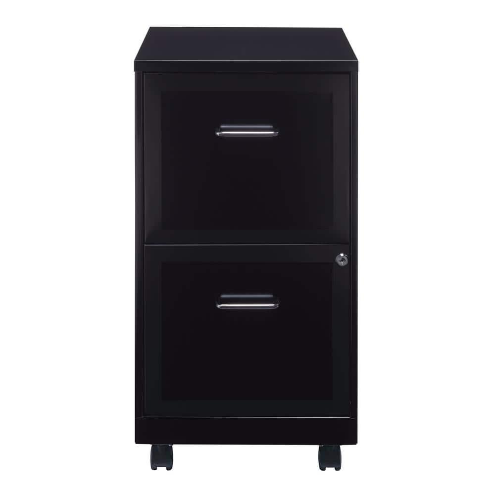 Hirsh Industries Space Solutions File Cabinet on Wheels 2 Drawer - Black: Steel Vertical Storage, Office Supplies, 26.7" Height