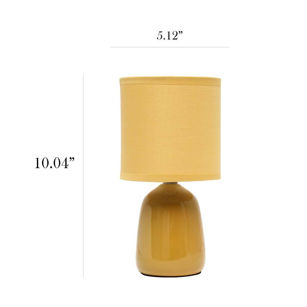 10.04" Traditional Ceramic Thimble Base Bedside Lamp with Fabric Shade - Simple Designs: For Kids Bedroom & Office Desk