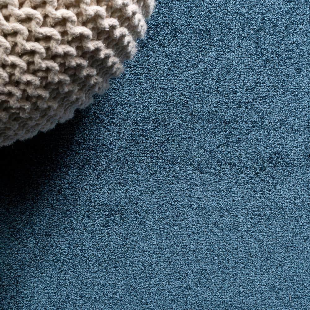 8'x10' Haze Solid Low-Pile Area Rug, Navy - JONATHAN Y