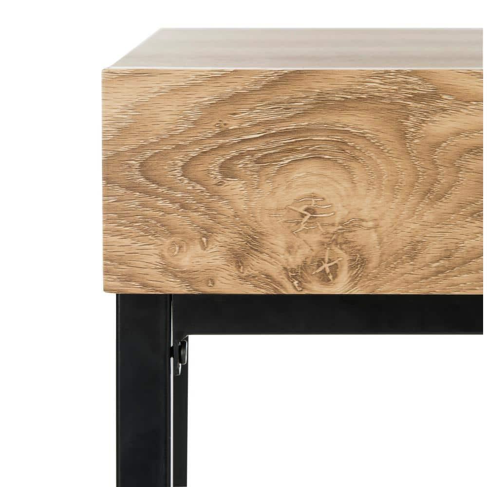 SAFAVIEH Patrick Mid-Century 2 Drawer Desk, Oak/Black