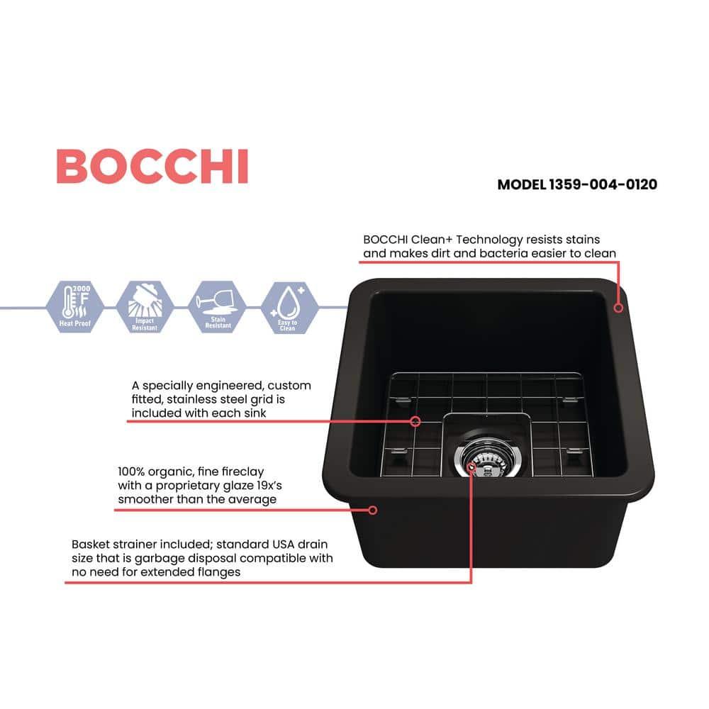 BOCCHI 18'' L Fireclay Kitchen Sink 1359-004-0120
