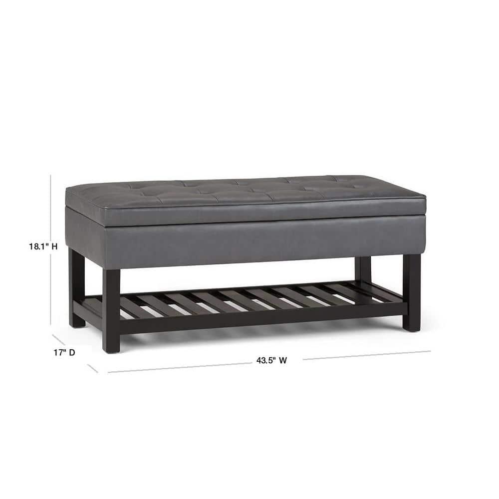 Simpli Home Cosmopolitan 44"W Transitional Tufted Storage Ottoman Bench with Lift Top