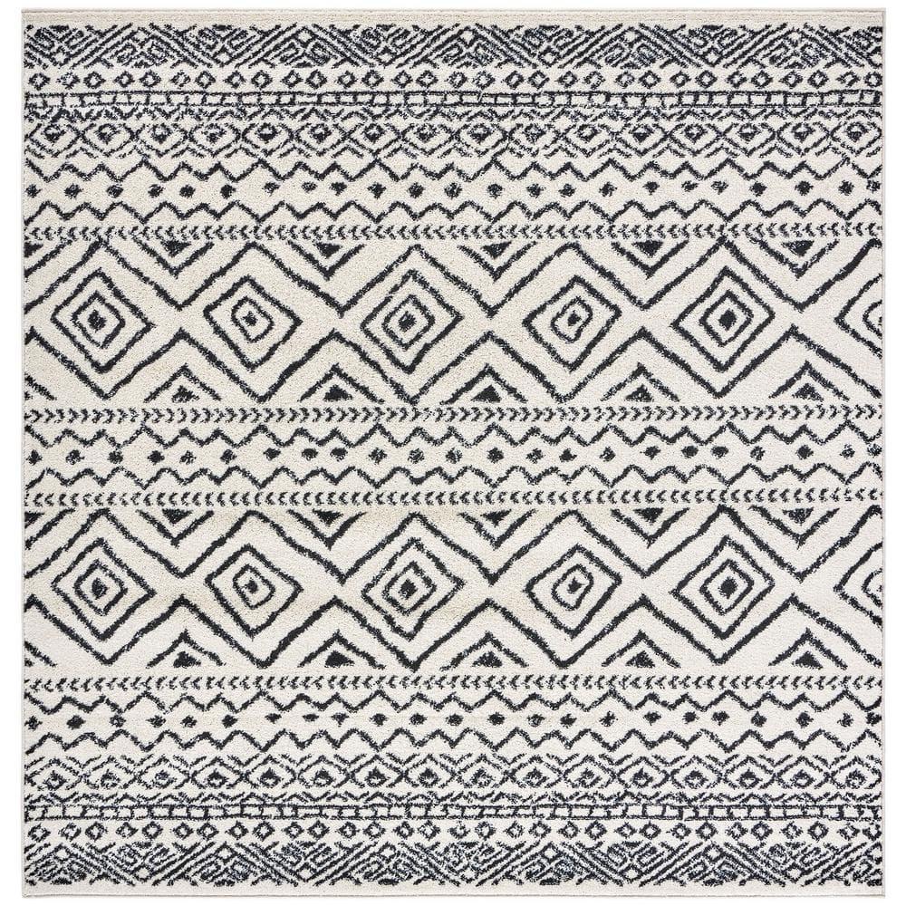 Tulum TUL267 Power Loomed Indoor Accent Rug - Ivory/Black - 3'x3' - Safavieh